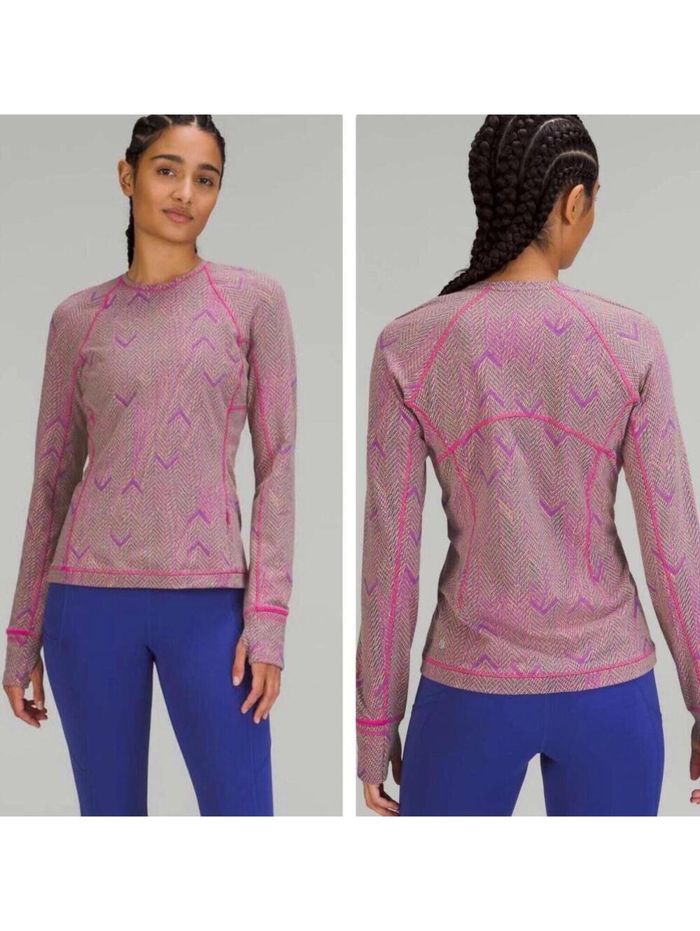 LULULEMON Its Rulu Run L/S Chevron Jacquard Pink Women’s Sz 6 Fitness Training